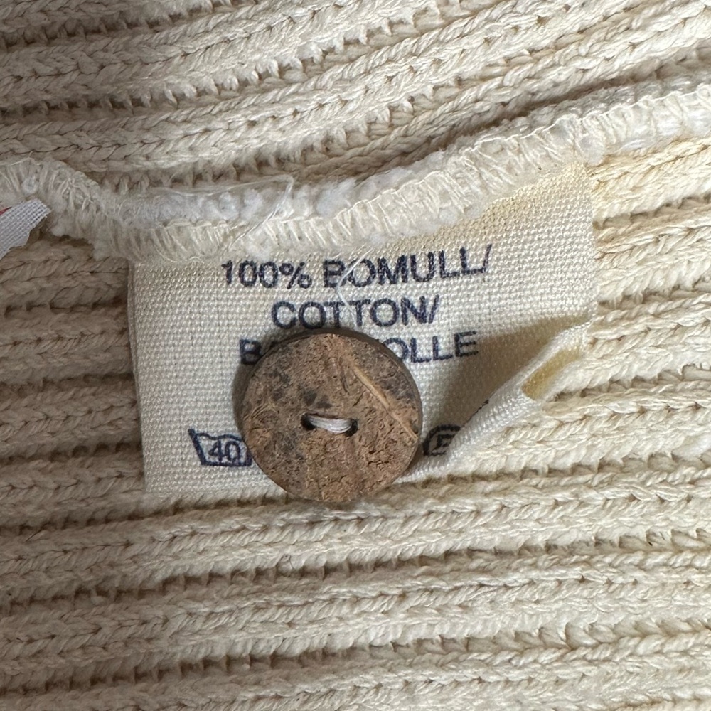 RAW by Mavi Polo Cream Ribbed Cotton Cardigan Sweater | Button Front | XL - Picture 5 of 6